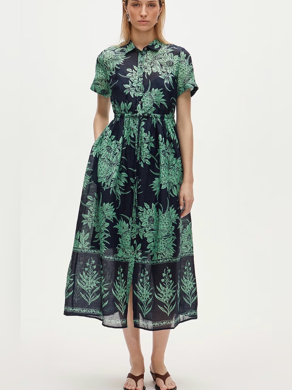 J CREW Size 22 Cerise shirt-dress in pineapple garden-print ramie $228 CY698